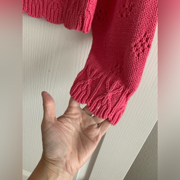 Vintage 90s Crop pink knit sweater size Medium - Picture 2 of 9